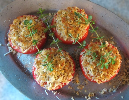 Garlic Butter Crumb Tomatoes